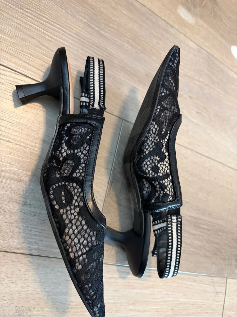 a new day Black Lace Annette Slingback Kitten Heel Pump Size 6.5
